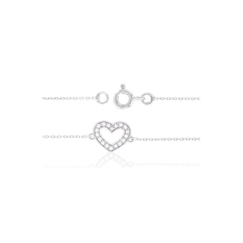 Bracelet en argent et zirconiums "coeur" pour femme