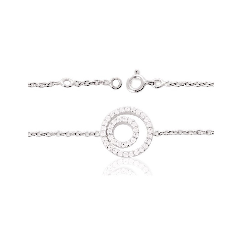 Bracelet en argent et zirconiums "Double-Cercle" pour femme