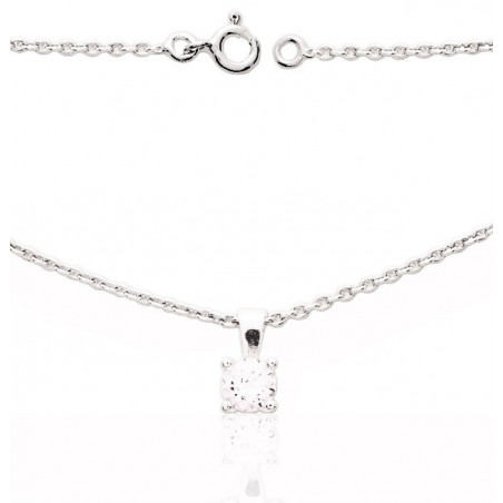 Chaîne En Argent Sterling Avec Pendentif Goutte En Argent Et Zircon (Brillant) - Occasion