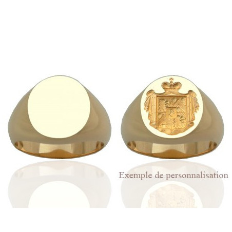Bague Chevalière En Or 18 Carats Avec Armoiries - Taille 57 - MarineOr