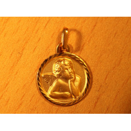 Medaille ange or jaune 18 carats ronde "Ange"