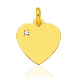 Pendentif or jaune 18 carats et diamant 0,03 carat "coeur" personnalisable