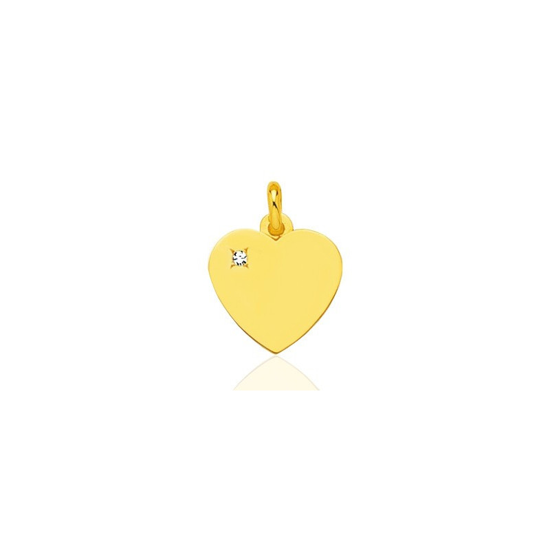 Pendentif or jaune 18 carats et diamant 0,03 carat "coeur" personnalisable