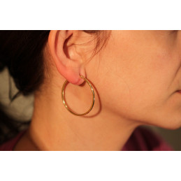 Boucles d'oreilles pour femme en or jaune 18 carats créoles 35 mm