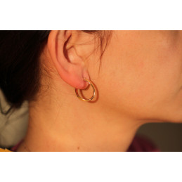 Boucles d'oreilles créoles femme or jaune 18 carats ovales vrillées