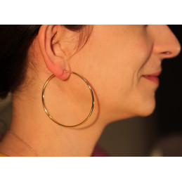 Boucles d'oreilles femme or jaune 18 carats créoles 55 mm