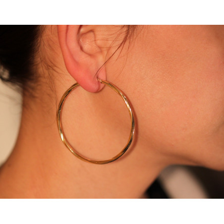 Boucles D'oreilles Créoles Torsadées - 5 Cm - Plaqué Or 18 Carats - Marque Bijouxia - Neuf Avec étiquettes