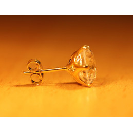 Boucle d'oreille or jaune 18 carats et zirconium 8 mm pour homme
