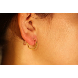 Boucles d'oreilles or 18 carats créoles bicolore vague2