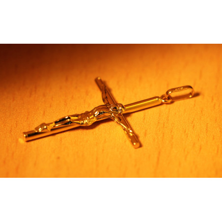 Pendentif Croix Or 18 Carats Jaune Et Blanc – Christ – Bijou Gulino Gioielli