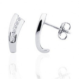 Boucles d'oreilles blanc 18 carats et diamants 0,10 carat