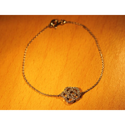 Bracelet en argent et jeton "flower" zirconiums pour femme