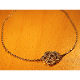 Bracelet en argent et jeton "flower" zirconiums pour femme