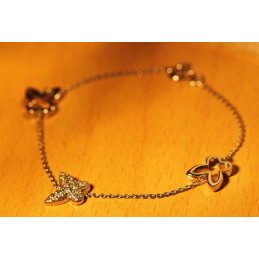 Bracelet en argent et zirconiums "Papillons" pour femme