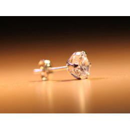 Boucle d'oreille zirconium et or gris 750/1000 six griffes