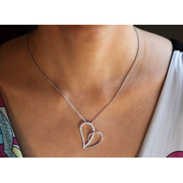 Chaine argent avec pendentif "coeur" zirconiums blanc