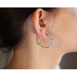 Boucles d'oreilles argent "créoles ovales" 25 mm pour fille