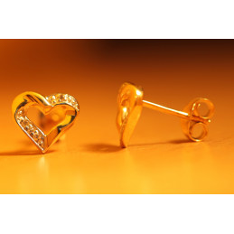 Boucles d'oreilles diamant et or 18 carats coeur2