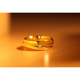 Duo d'alliances or jaune 18 carats et or jaune et diamant "Sensibilité"