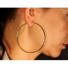 Boucles d'oreilles femme or jaune 18 carats créoles 65 mm