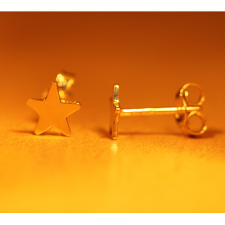 Boucles D'oreilles Puces En Or 14 Carats Motif étoile - Occasion Or Jaune