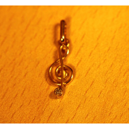 Pendentif or jaune 18 carats "musique" et diamant 0,01 carat