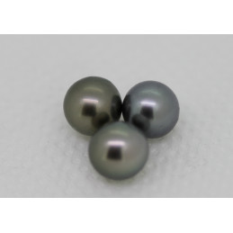 Lot de 3 perles de Tahiti ronde 8,7/ 8,9 et 9 mm