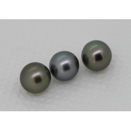 Lot de 3 perles de Tahiti ronde 8,7/ 8,9 et 9 mm