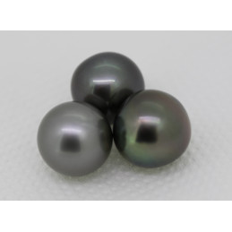 Lot de 3 perles de Tahiti rondes 15 mm