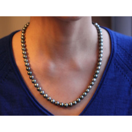 Collier 54 perles de Tahiti rondes 7/8 mm de longueur 40 cm