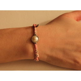 Bracelet Van Perla "Liberty" rose et demi-perle de culture