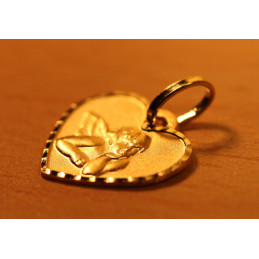 Medaille ange or jaune 18 carats "coeur"