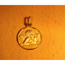 Medaille ange or jaune 18 carats ronde