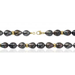 Bracelet or jaune 18 carats et perles de Tahiti baroques 19 cm