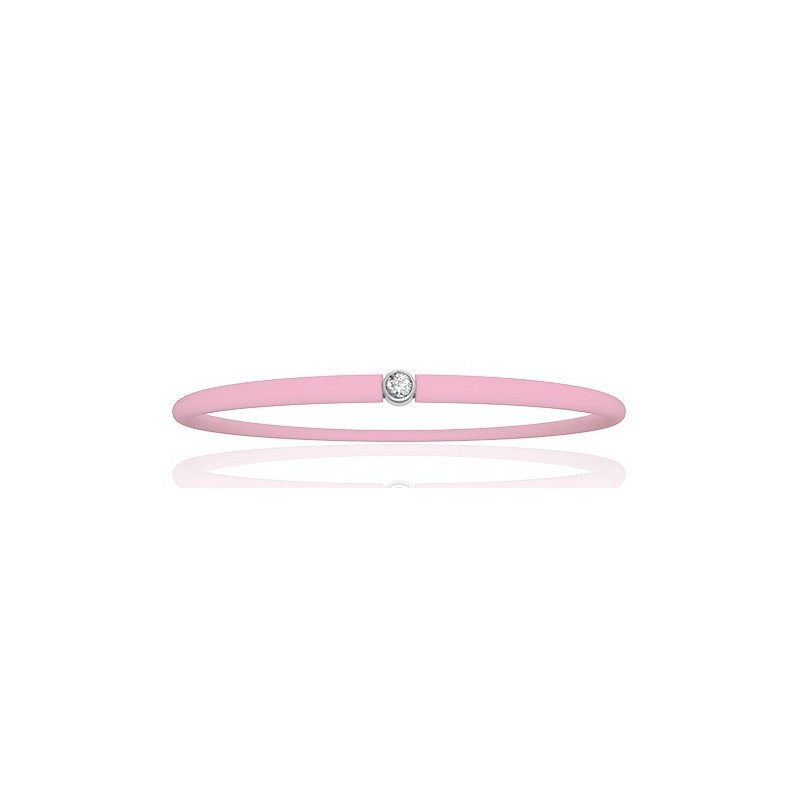 Bracelet "My First Diamond" cordon rose et diamant 0,03 carat