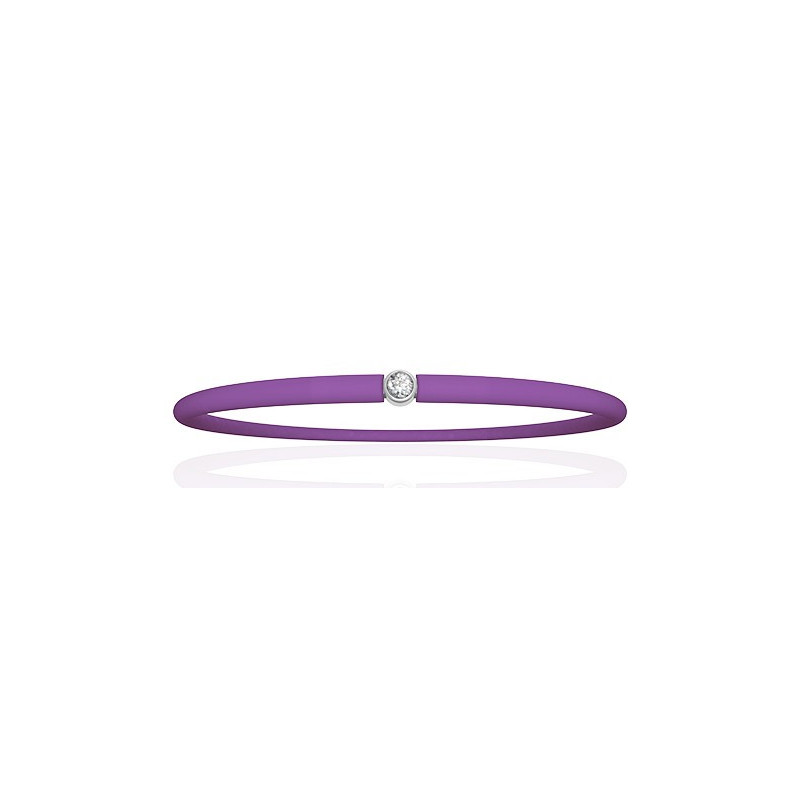 Bracelet "My First Diamond" cordon violet transparent et diamant 0,03 carat