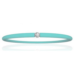 Bracelet "My First Diamond" cordon turquoise et diamant 0,03 carat