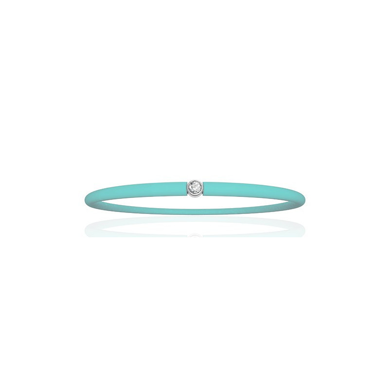 Bracelet "My First Diamond" cordon turquoise et diamant 0,03 carat