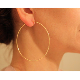 Boucles d'oreilles femme or jaune 18 carats créoles 70 mm