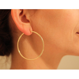 Boucles d'oreilles or jaune 18 carats créoles 50 mm