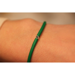 Bracelet "My First Diamond" cordon noir et diamant vert
