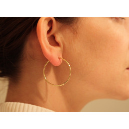 Boucles d'oreilles pour femme or jaune 18 carats créoles 35 mm