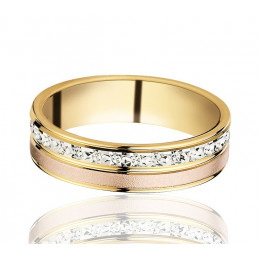 Bague alliance trois ors 18 carats "Rayan" 5 mm pour homme 