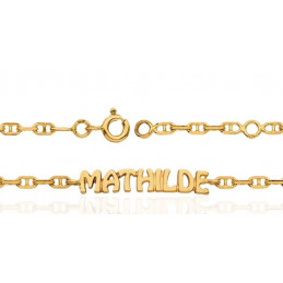 Bracelet "prénom" or jaune 18 carats personnalisable 14 cm