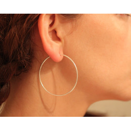 Boucles d'oreilles femme en argent créoles 50 mm