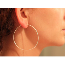 Boucles d'oreilles femme en argent créoles 60 mm