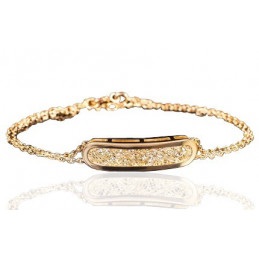 Bracelet Sanlys Joaillerie ovale en or jaune 18 carats maille forçat double "soie d'or"
