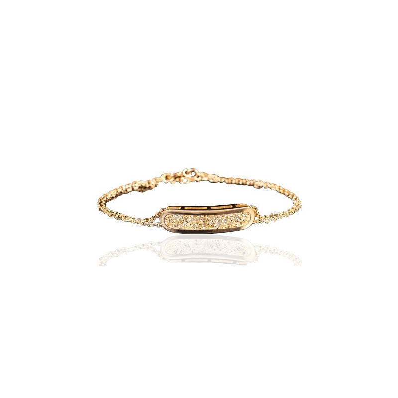 Bracelet Sanlys Joaillerie ovale en or jaune 18 carats maille forçat double "soie d'or"