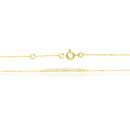 Bracelet or jaune 18 carats "barette" zirconium 18 cm