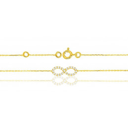 Bracelet or jaune 18 carats et zirconium "infini" 18 cm